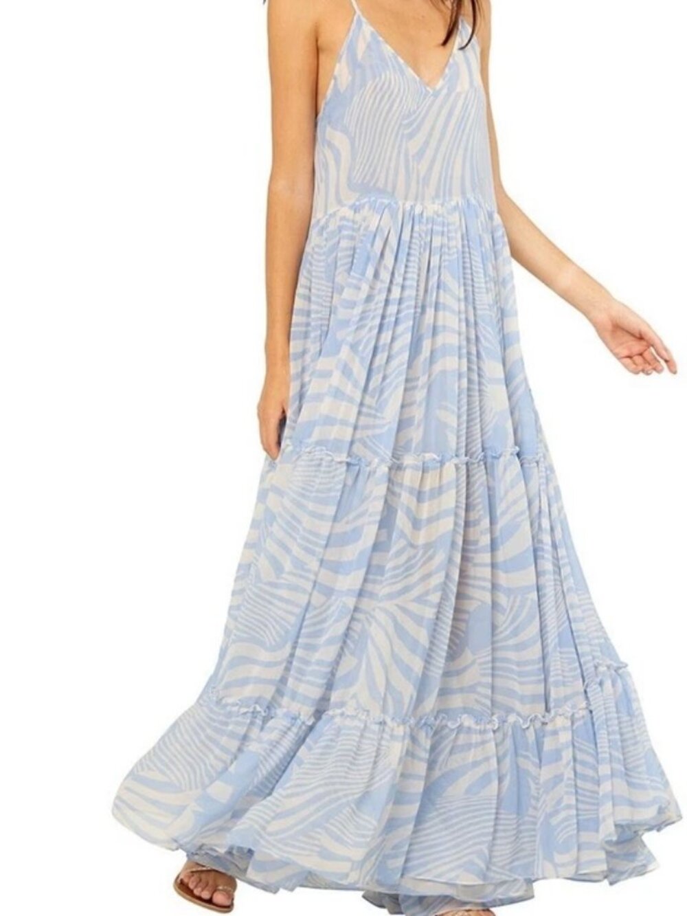 Misa Los Angeles Kalita Swirl Tiered Maxi Dress -‎ Size Medium